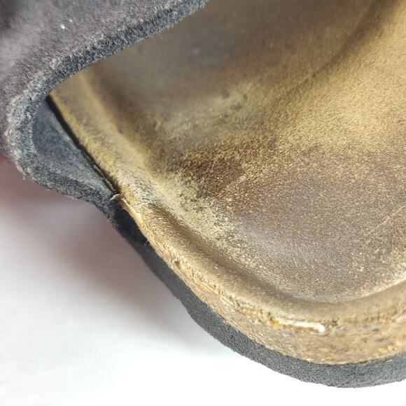 BIRKENSTOCK Arizona EU41 L10 M8 Suede Midnight Blue Soft Footbed Slide Sandals - Picture 15 of 16